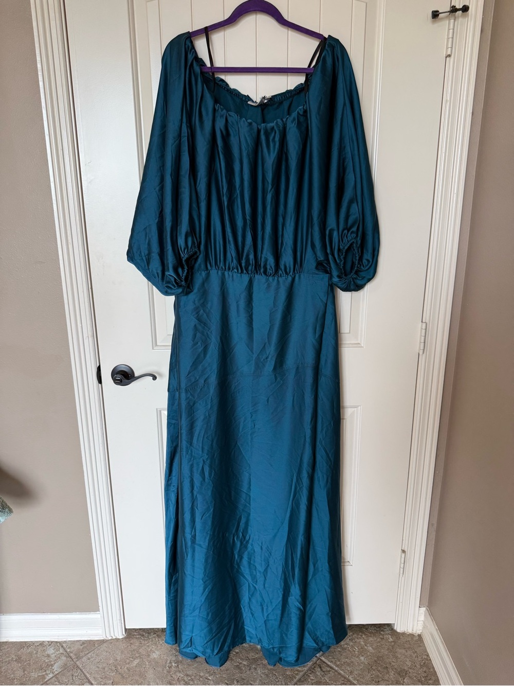 Teal Long Sleeve Maxi Dress - Elegant Women's Evening Gown Size 18